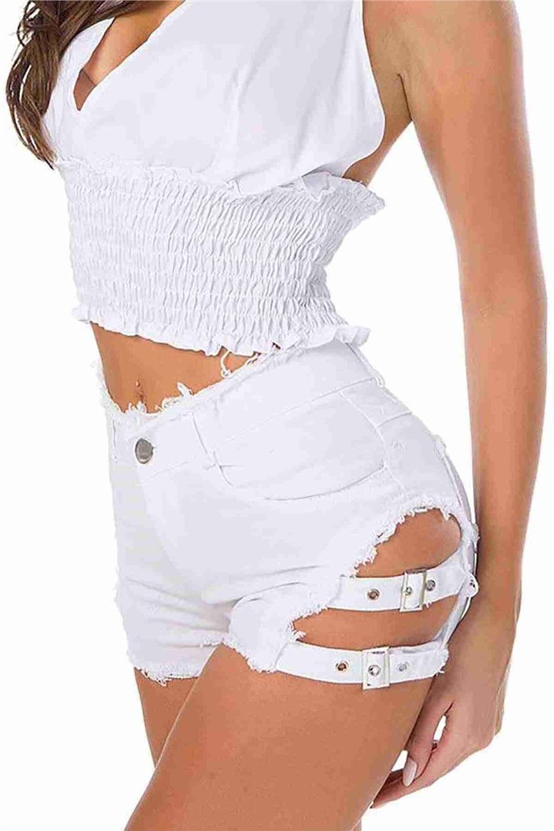 Ženske traper mini kratke hlače - bijele #311101