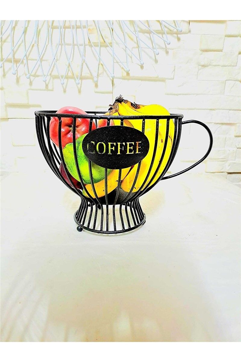 Metal fruit bowl in the shape of a coffee cup - Black 365768