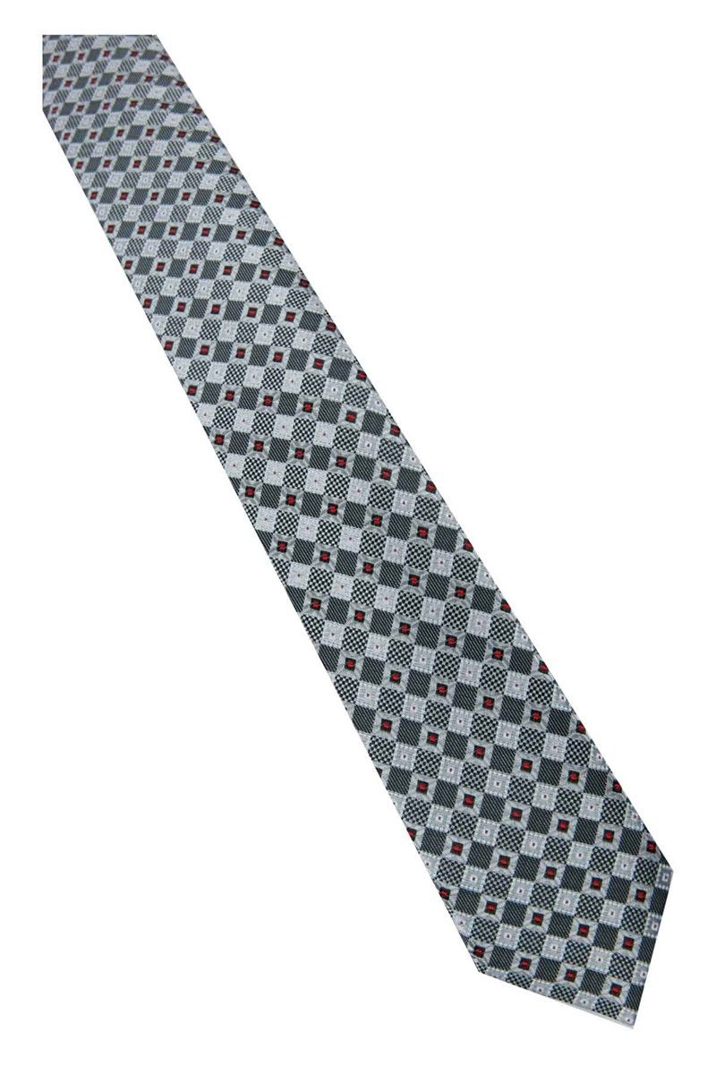 Patterned Tie - Grey/Red #269409