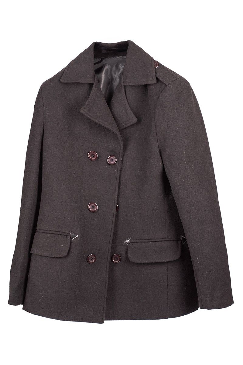 Pánsky krátky dvojitý kabát - čierny 20231011009