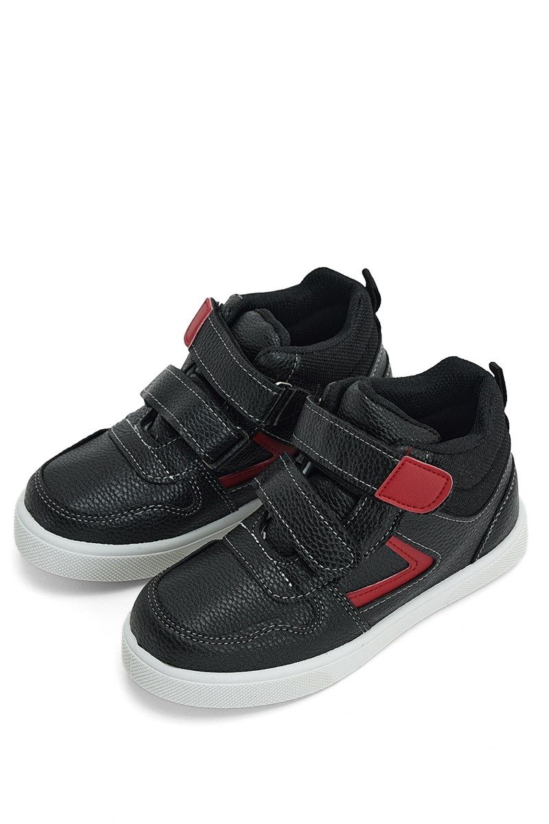 Kids Unisex Velcro Shoes - Black with Red #410457