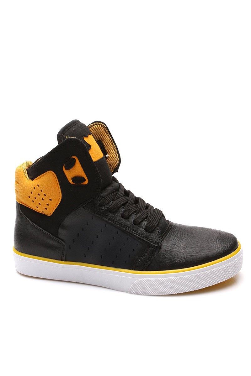 Men's High Top Shoes - Black, Yellow #5257987