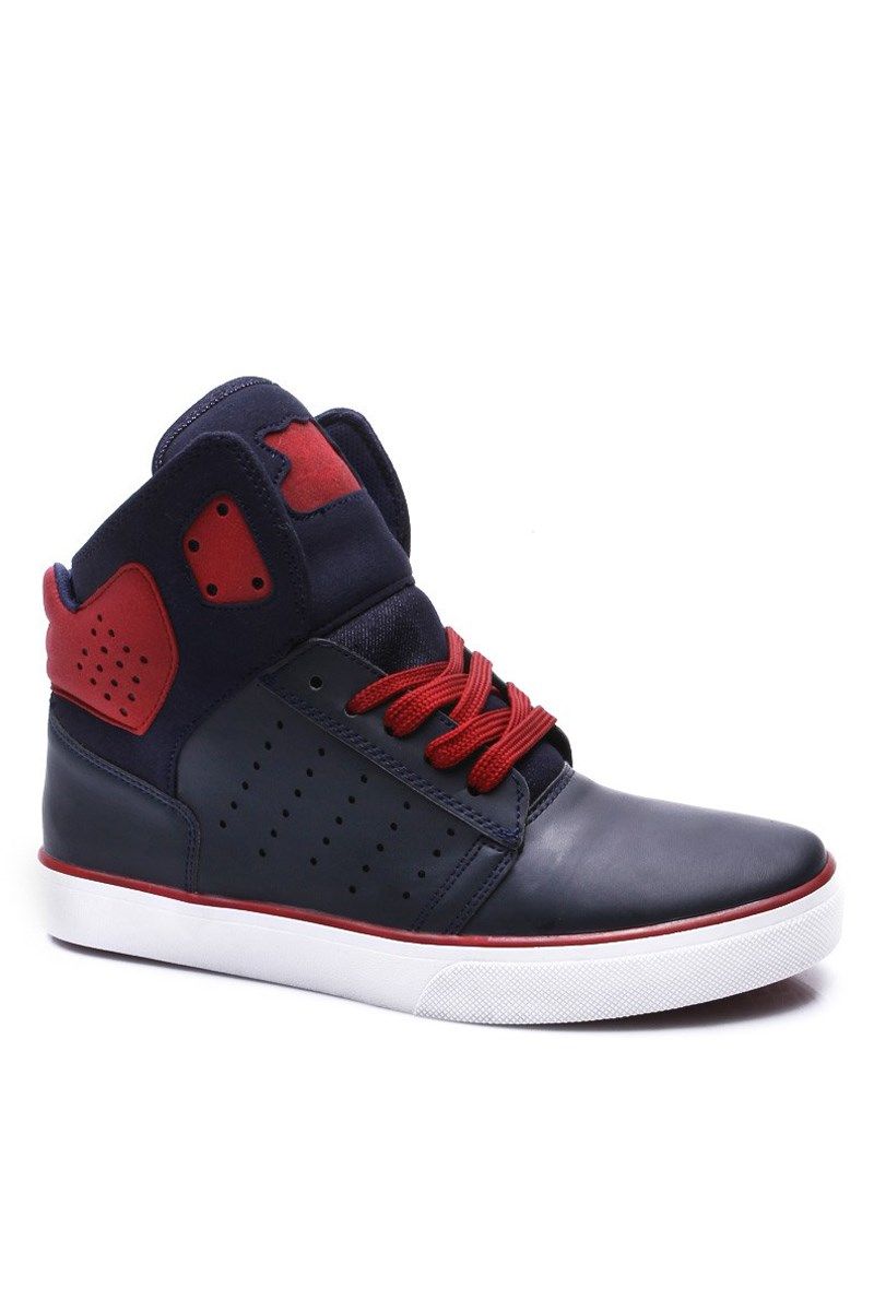 Men's High Top Shoes - Navy Blue, Red #525986