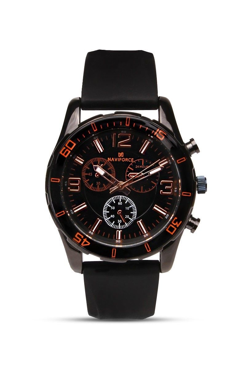 Naviforce Men's Watch - Black, Orange #1091