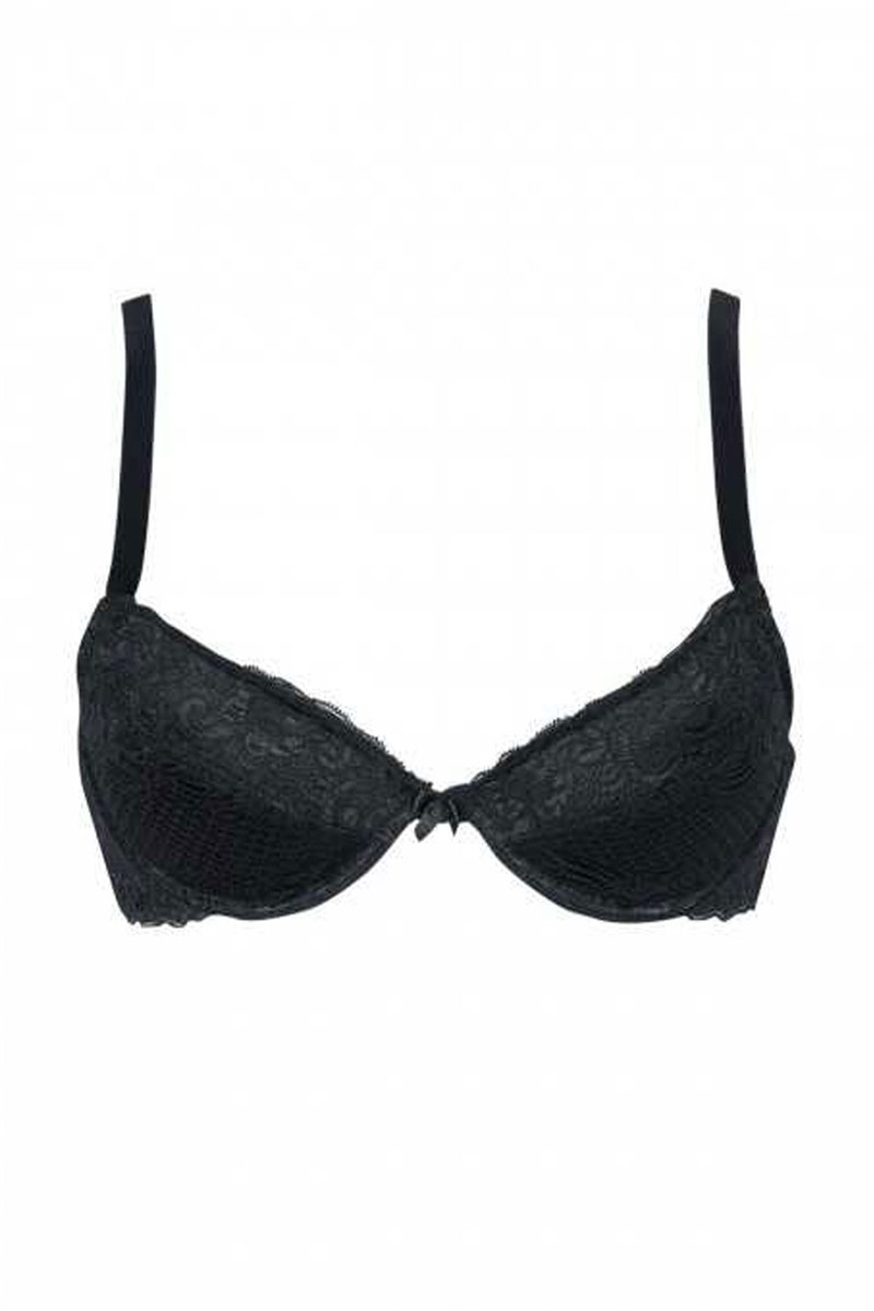 Подплатен сутиен от еластан с дантела черен - 312682