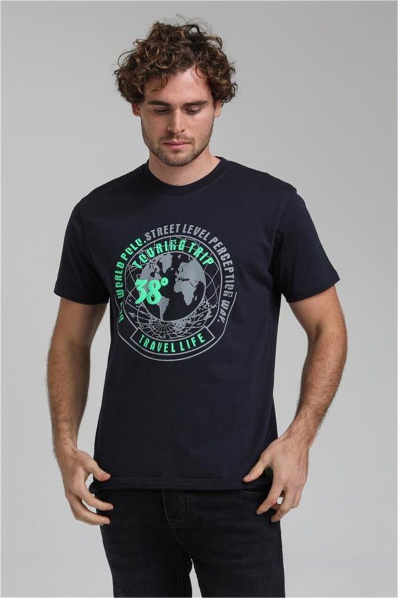 New World Polo Girocollo Navy Blue Regular Custom T-Shirt #371550