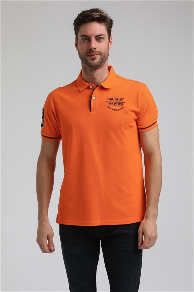 Men's T-Shirt with Collar 23SSM10252 - Orange #371669