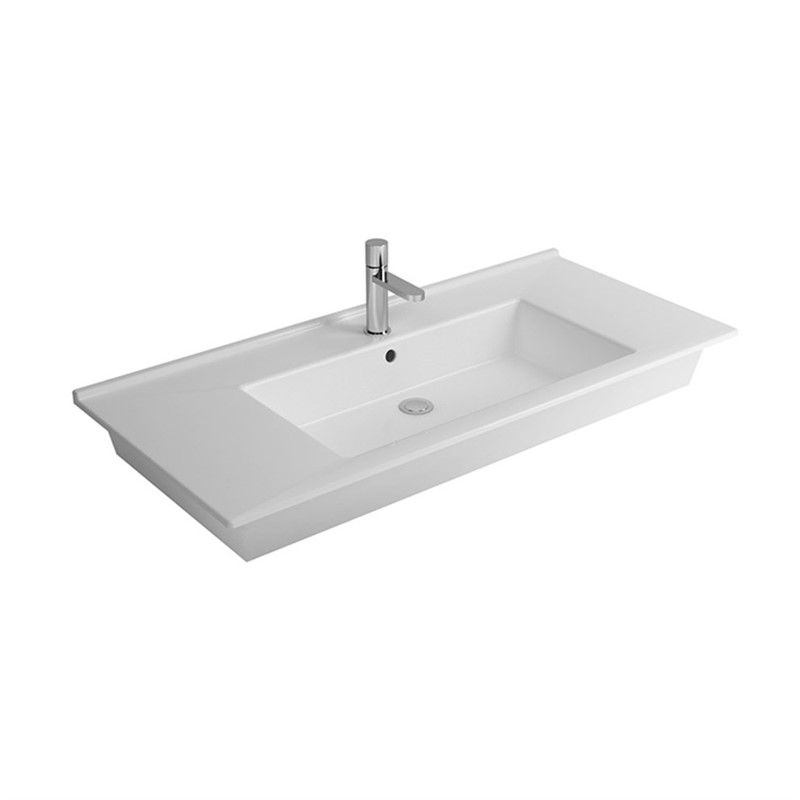 Newarc Silver Slim Bathroom Sink 80 cm - White #342581