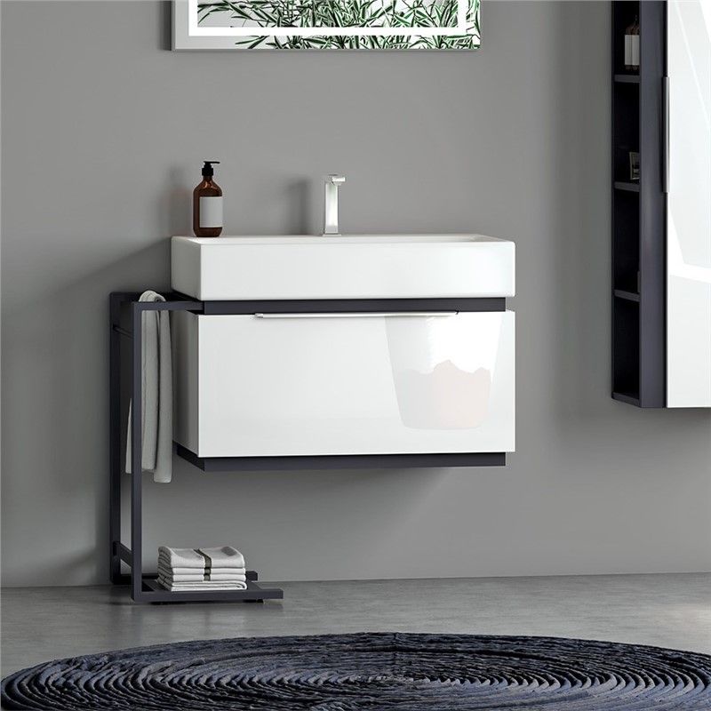 Nplus Omega Base Bathroom Cabinet 75cm - White #338629