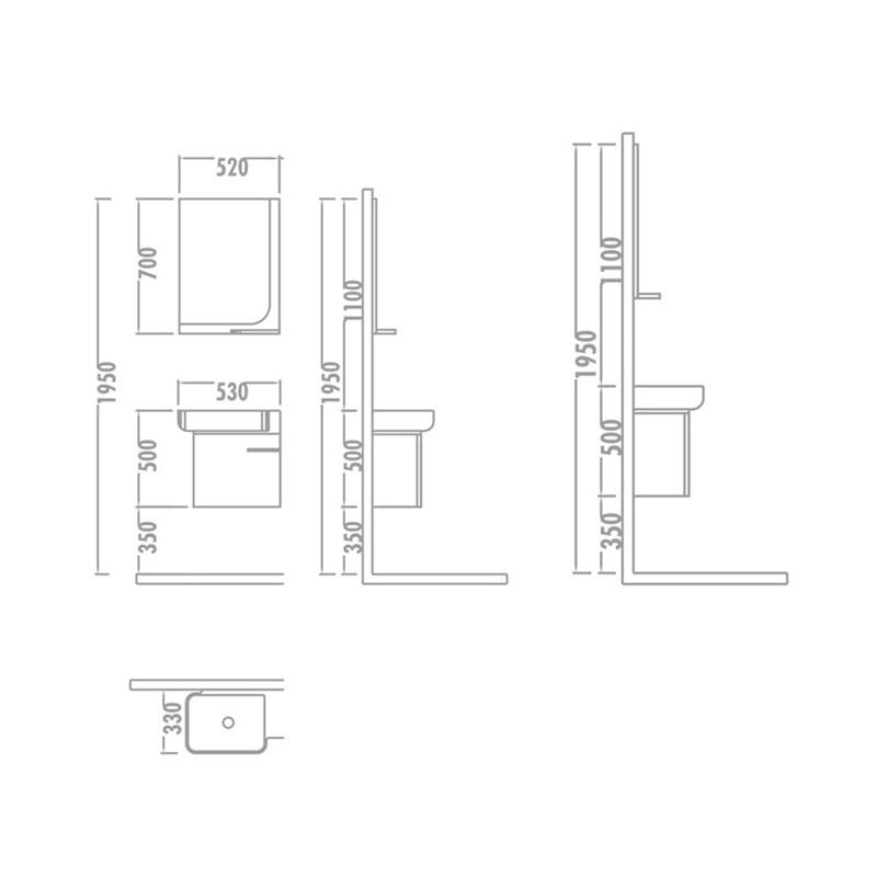 Euromart Nplus Polo Bathroom Set 53cm White 345349