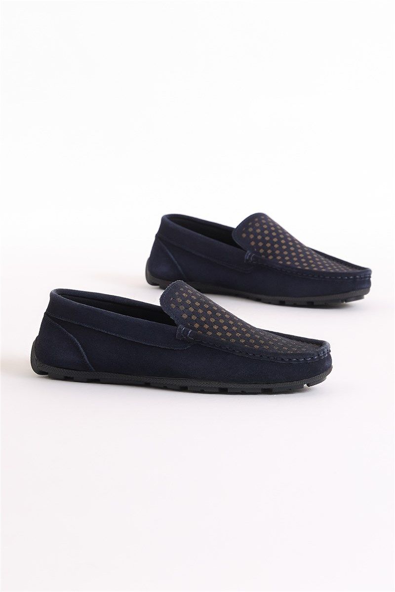 Men's Suede Loafers - Navy Blue #399931