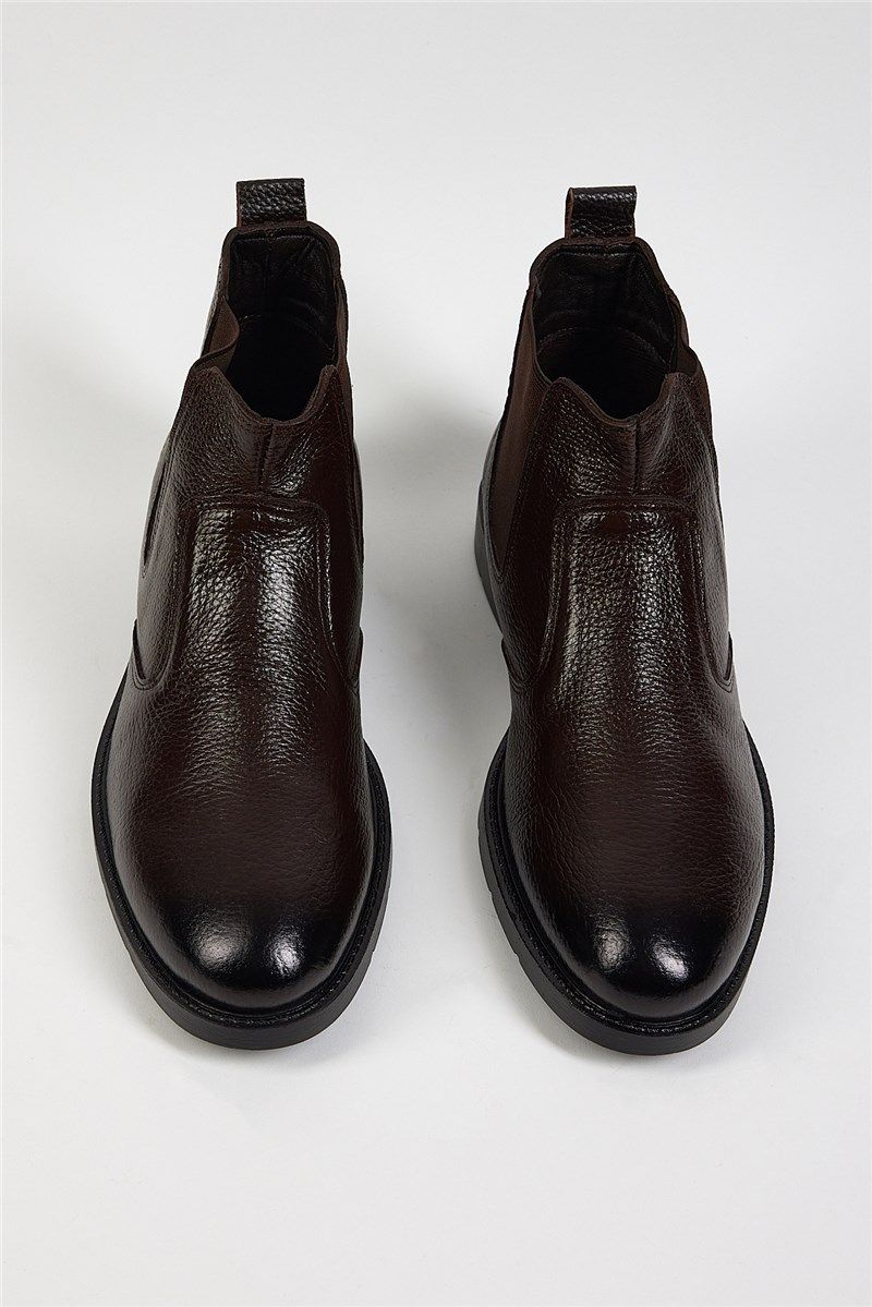 Men's Genuine Leather Boots - Dark Brown #406848