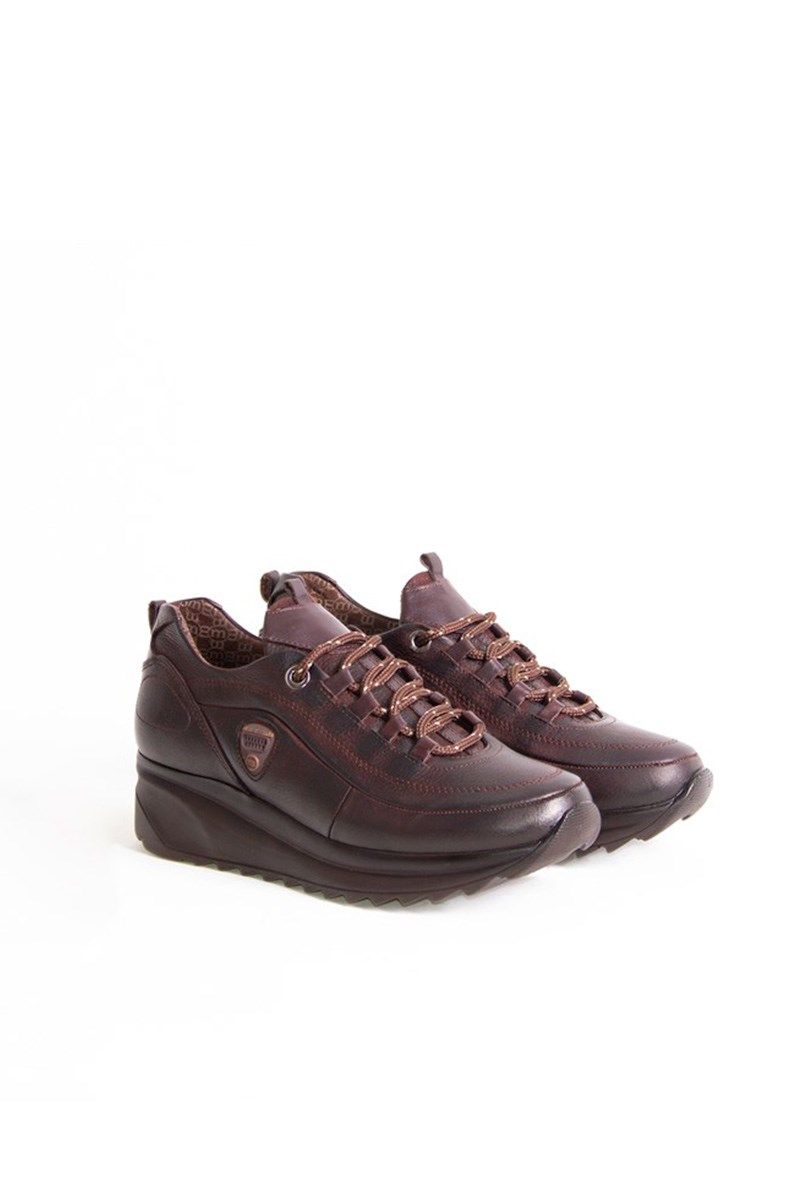 Women's Leather Trainers - Brown #317816