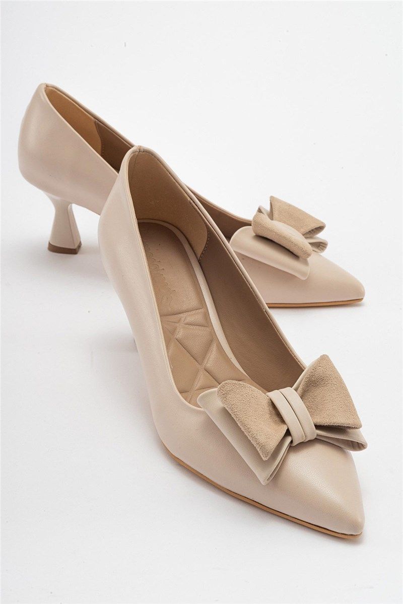 Women's shoes with decorative ribbon - Beige #410767