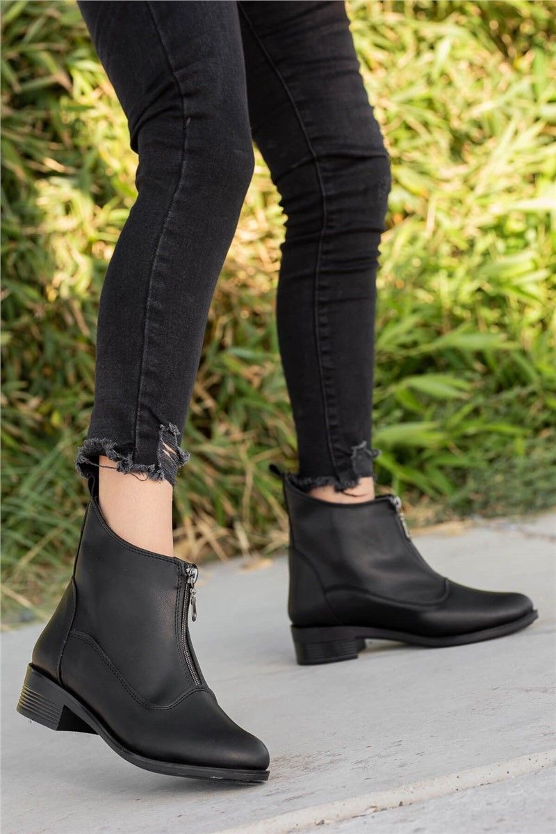 Women's Zip Front Boots - Black #361486