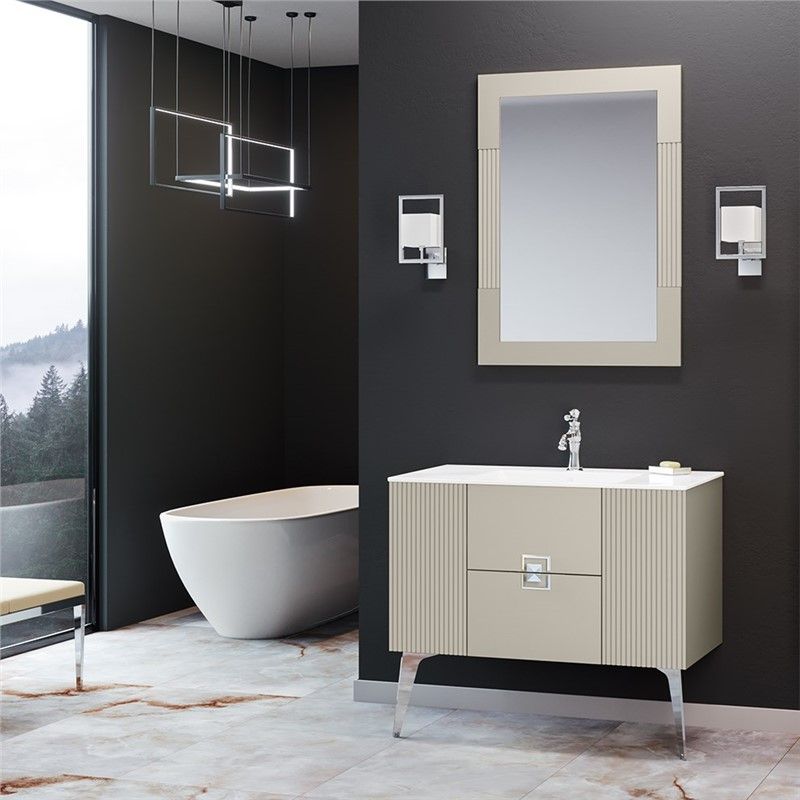 Orka Adria Mobile bagno con lavabo e specchio 100 cm - Visone Opaco #341652