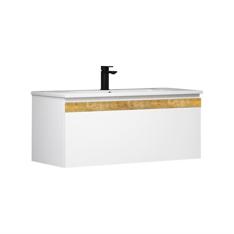 Orka Boston Base bathroom cabinet 100 cm - White-Gold #339840