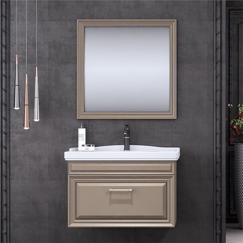 Orka Design Bathroom Cabinet with Sink and Mirror 85 cm - Matte Cashmere #339285