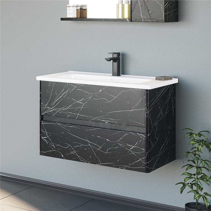 Orka Düden Stone Bathroom Cabinet 80 cm - Black #341600