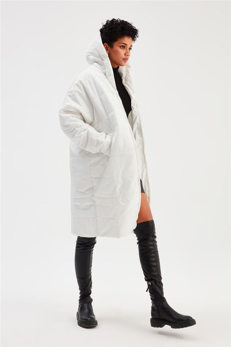Women's Oversize Hooded Jacket - Ecru #364539