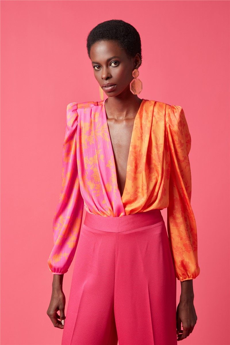 Euromart - Patterned bodysuit for women - Pink-Orange #369306