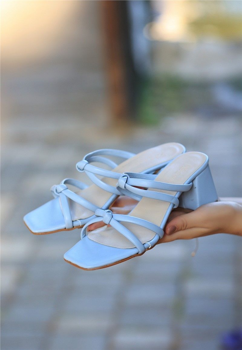 Women's Heeled Slippers - Light Blue #366929