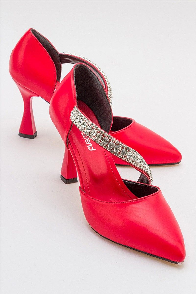 Дамски елегантни обувки с ток - Червени #385468