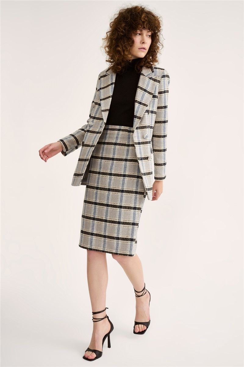 Plaid fitted skirt - Blue #321843