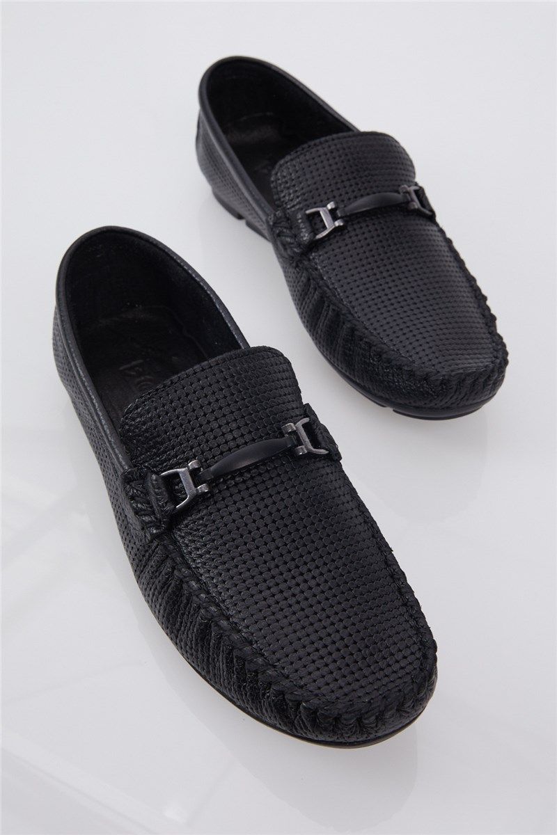 Men's genuine leather loafers - Black #401362