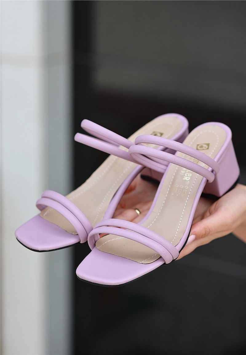Women's Heeled Slippers - Purple #371950