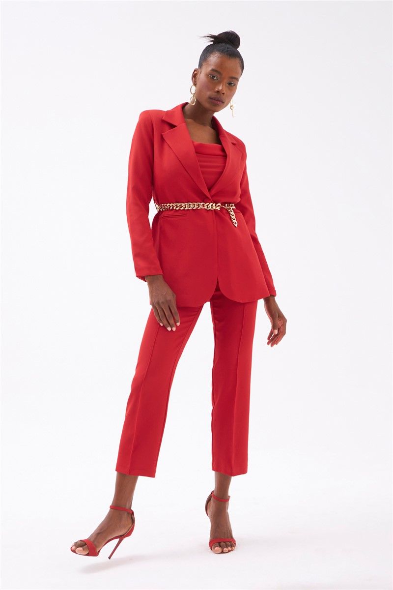 Women's classic trousers - Red #332124