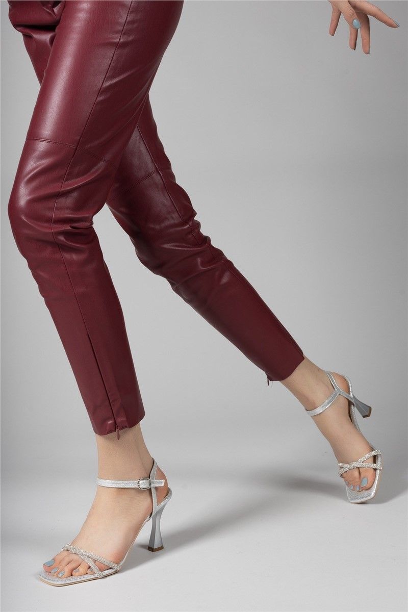 Women's elegant sandals 0012345 - Silver #326356