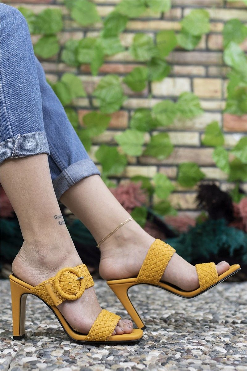 Women's high heel slippers 0012902 - Mustard # 325652