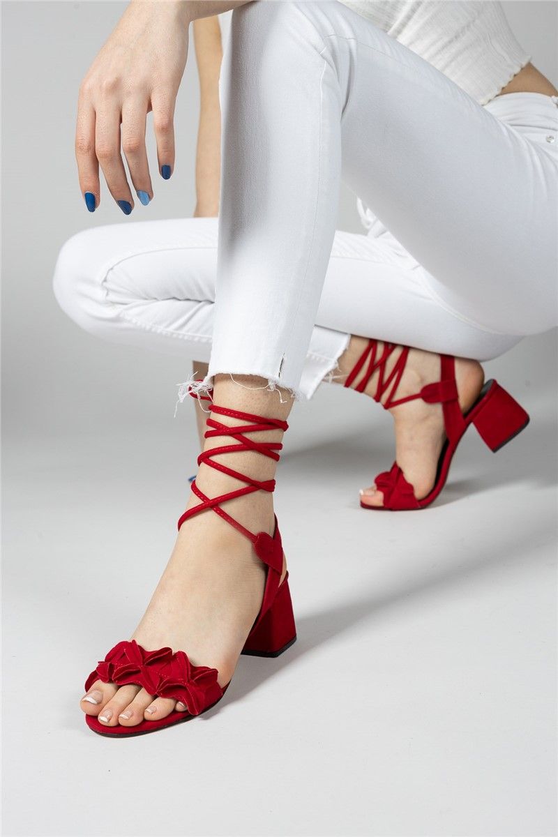Women's suede sandals 0012501 - Red #326335