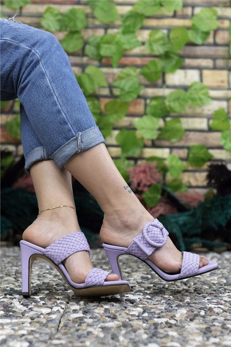 Women's slippers with heel 0012902 - Purple # 325651