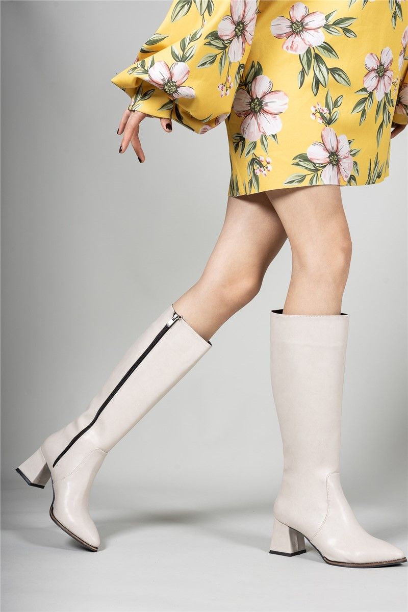 Women's boots with heel 0012046 - Cream # 326243