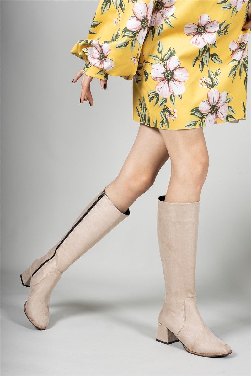Women's suede boots 0012064 - Light beige # 326259