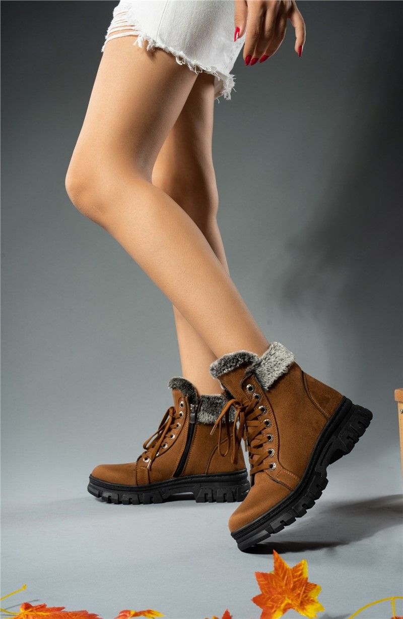 Women's Suede Zip Up Boots 001215 - Taba #326231