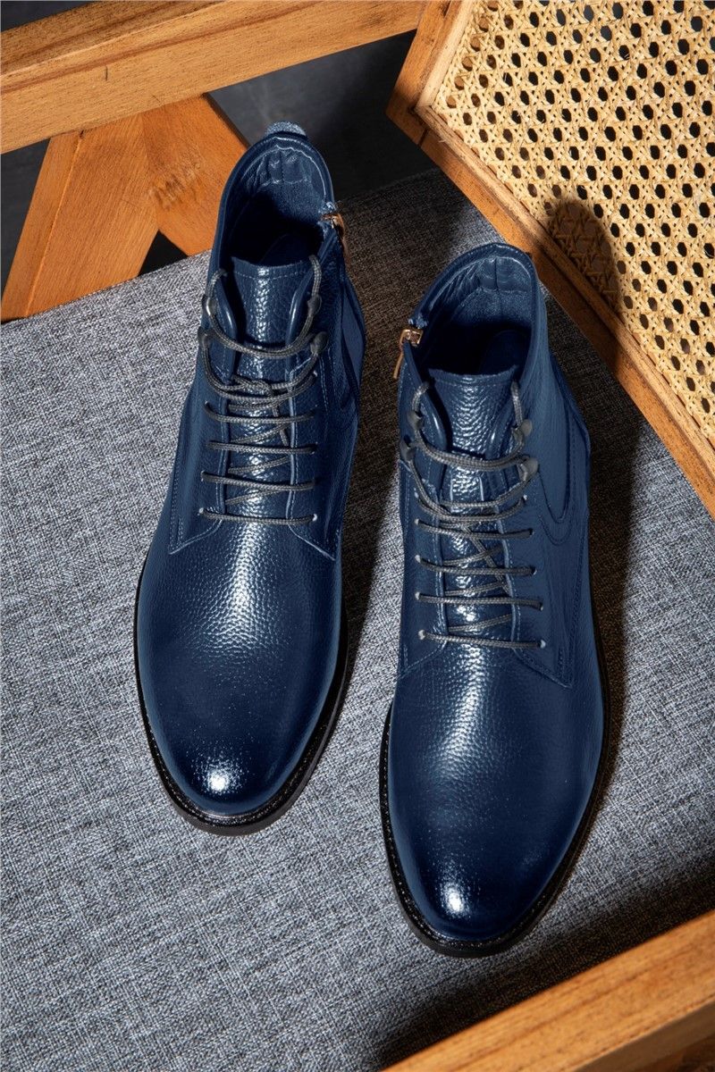 Ducavelli Men's Genuine Leather Boots - Dark Blue #363789