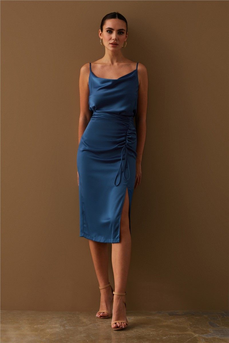 Women's Satin Skirt - Bright Blue #367614