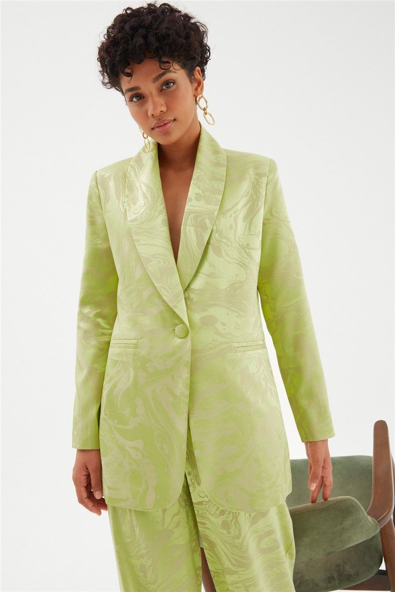 Women's Shawl Collar Jacket - Light Green #334244