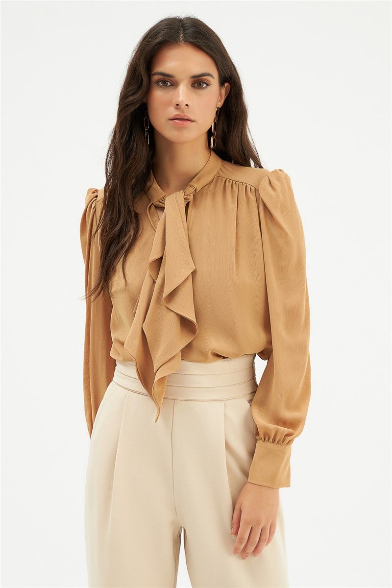 Women's blouse with shawl collar - Camel #361179