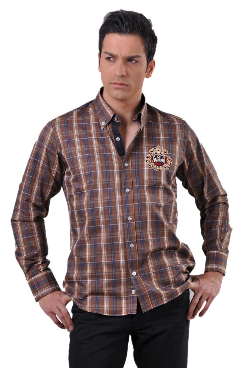 Centone Men's Shirt - Brown #12029-9(12025-5)