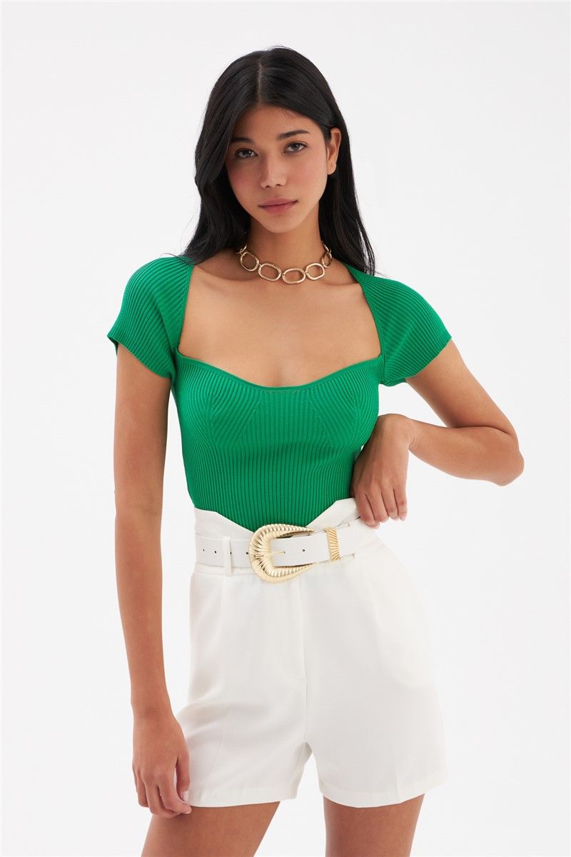 Women's knitted blouse - Green #332029