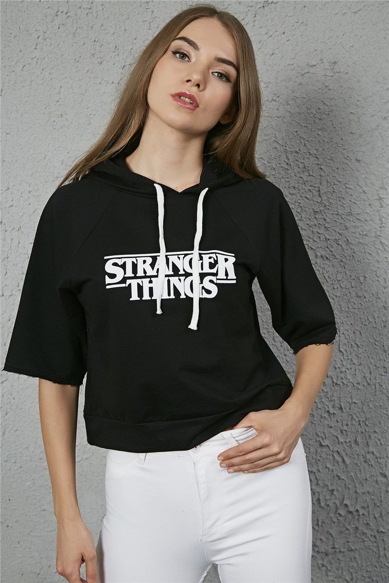 Short Sleeve Sweatshirt - BLACK #266345