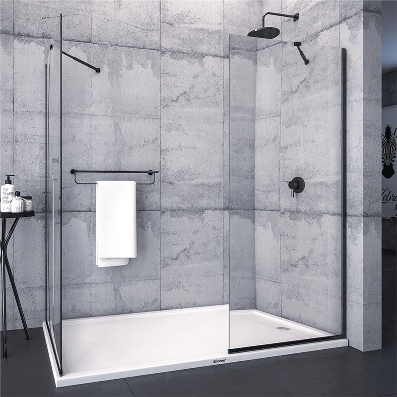 Shower Joy Front Entry Side Panel Shower Cabin 150x90 cm - Matte Black #348105