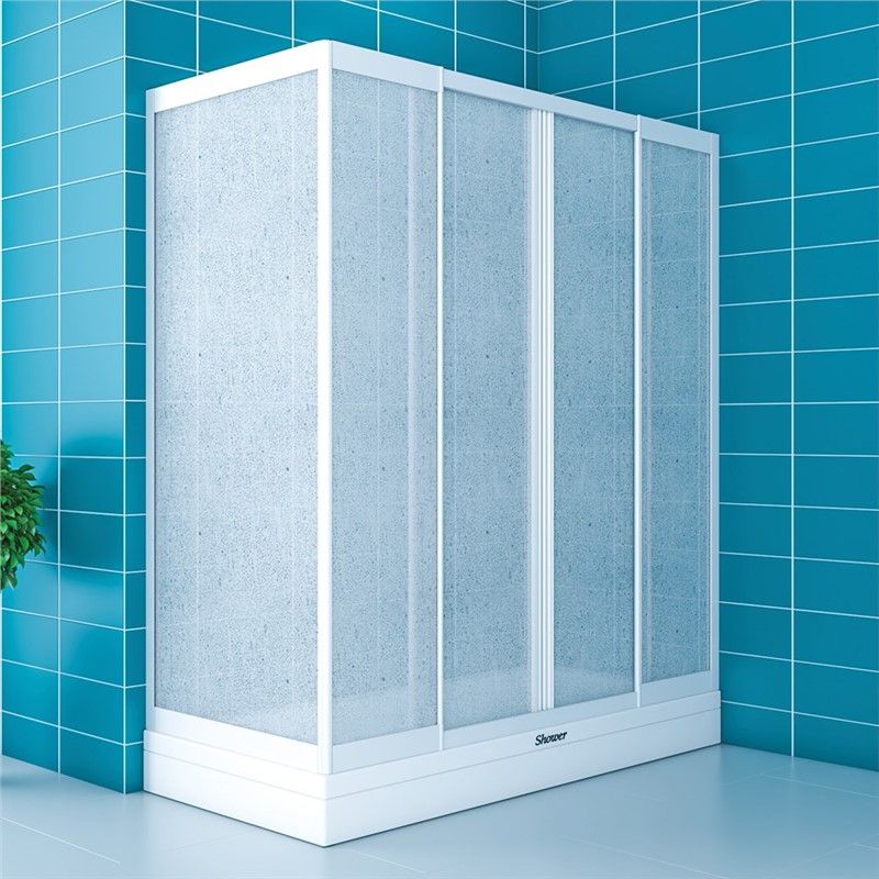 Shower Platon 2 Fixed Double Door Side Panel Polystyrene Cabin 130x80 cm - White #349292