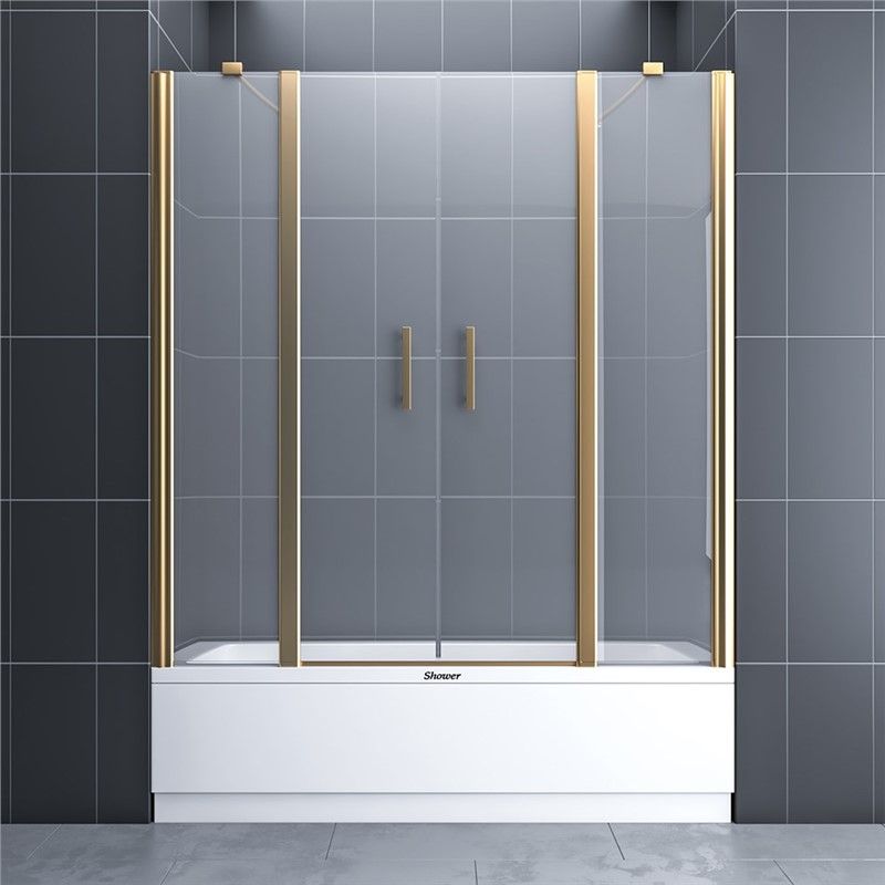Shower Relax Double Door Between Two Walls Shower Cabin 140 cm - Gold #348567