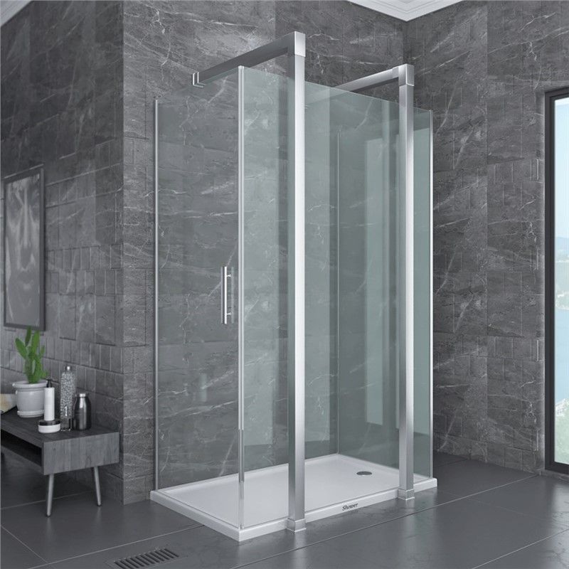 Shower Special Rectangular shower cabin with side panels 130x80cm - Chrome #347491