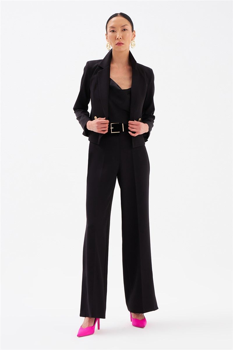 Women's pants with side slits - Black #333585